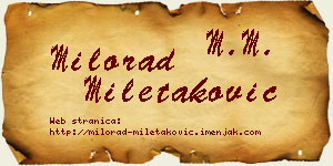 Milorad Miletaković vizit kartica
